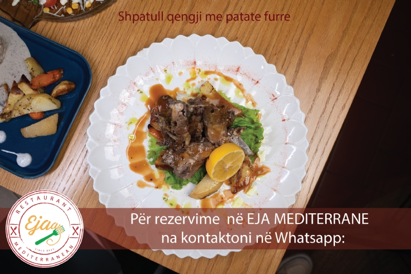 Shpatull qingi me patate furre nga Restorant EJA MEDITERRANE, rezervim tavoline afer Bllokut Tirane qender, rezervim restorant italian Tirane qender, restorant premium Tirane rezervim darke, restorant Tirane qender, rezervim kuzhine italiane